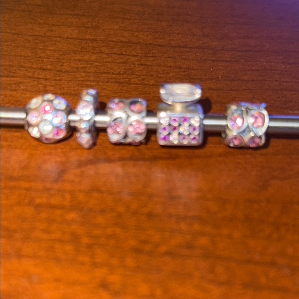 Pandora Elegant Pink and Silver Charm Set of 5